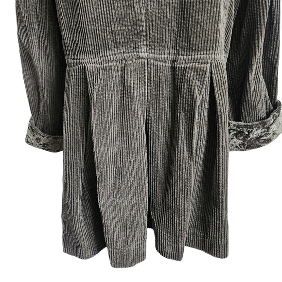 EUC J.JILL OLIVE GREEN PREPPY CORDUROY PEPLUM BACK MANDARIN COLLAR CHORE COAT LT - Picture 6 of 13